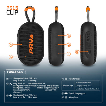 PORTABLE SPEAKER PS15 CLIP