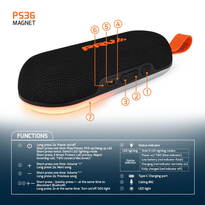 PORTABLE SPEAKER PS36 MAGNET