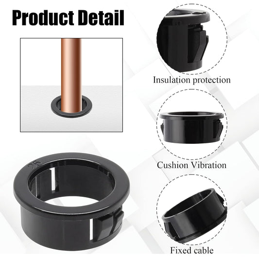 Bujes de nailon a presión de alambre negro, protectores de ojales de 1 pulgada de diámetro de montaje